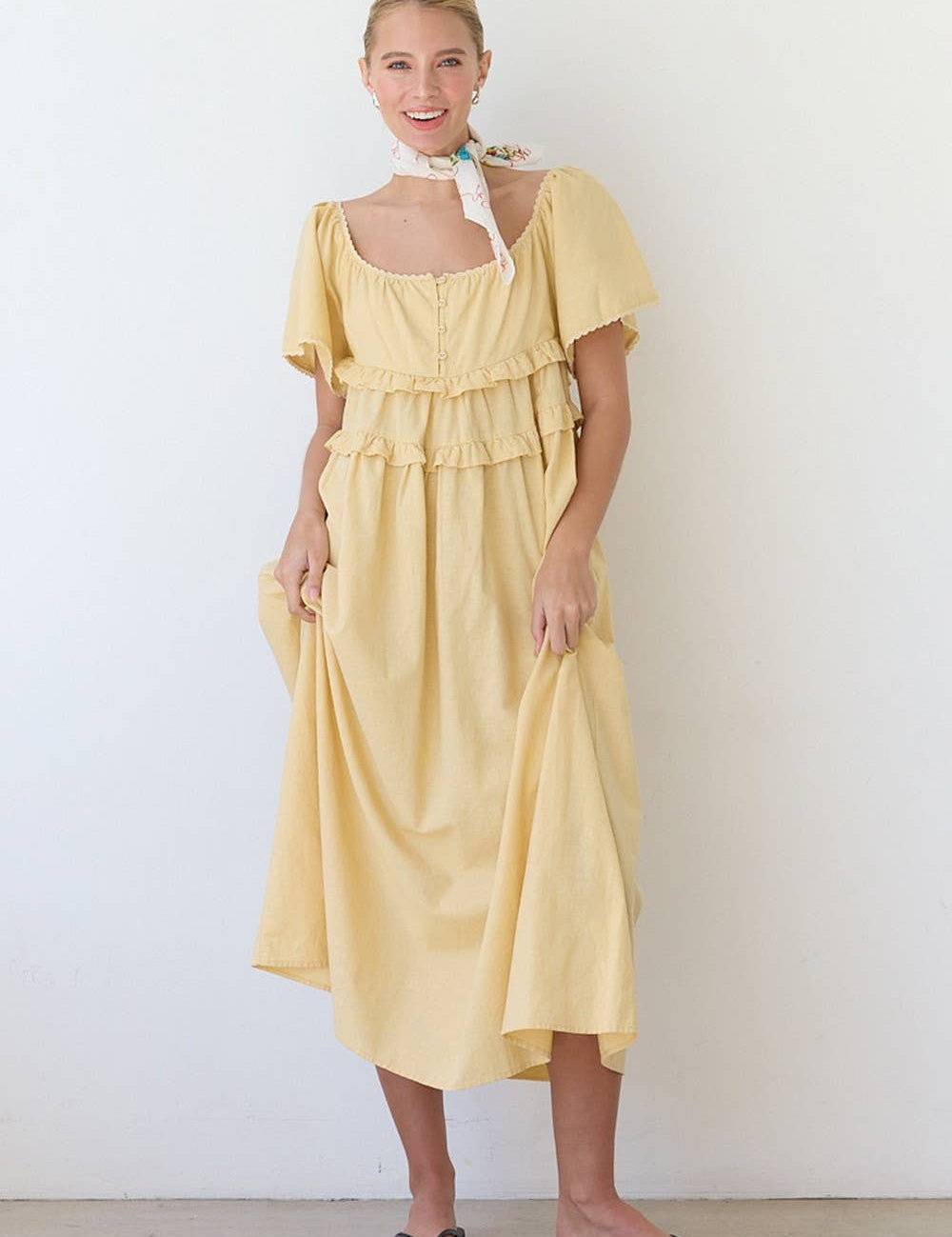 Daffodil Flowy Midi Dress