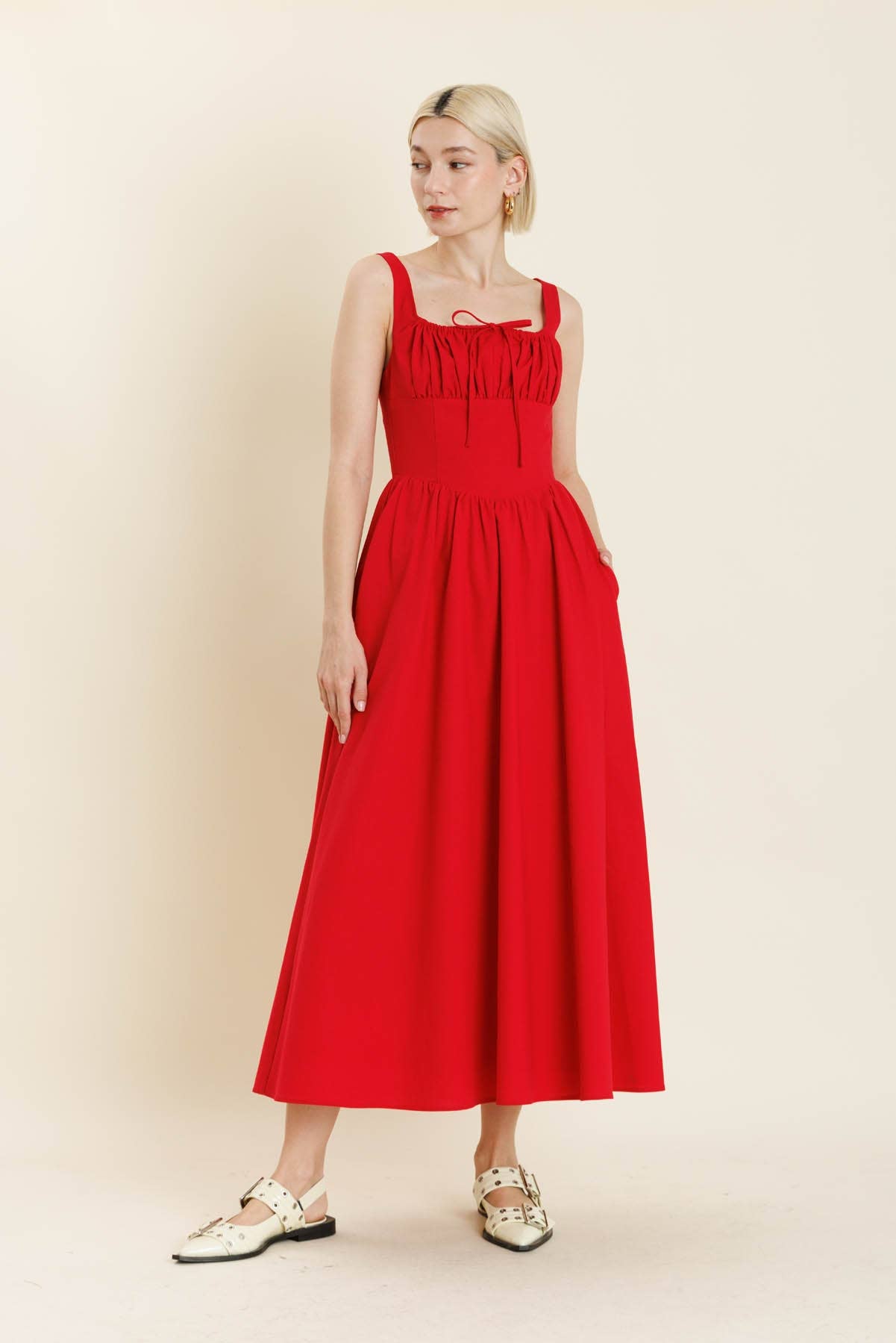 cherry red corset dress Cherry Red Corset Midi Dress