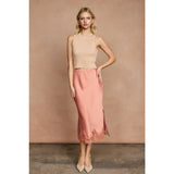 Dawn Lace-Trim Satin Midi Skirt