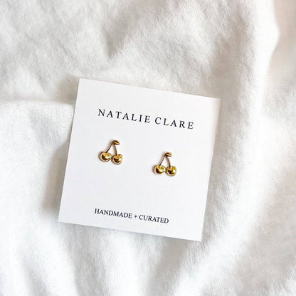 Gold Cherry Stud Earrings