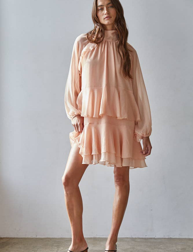 Peach Sorbet Ruffle Mini Dress