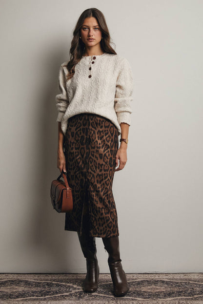 Astrid Leopard Midi Skirt