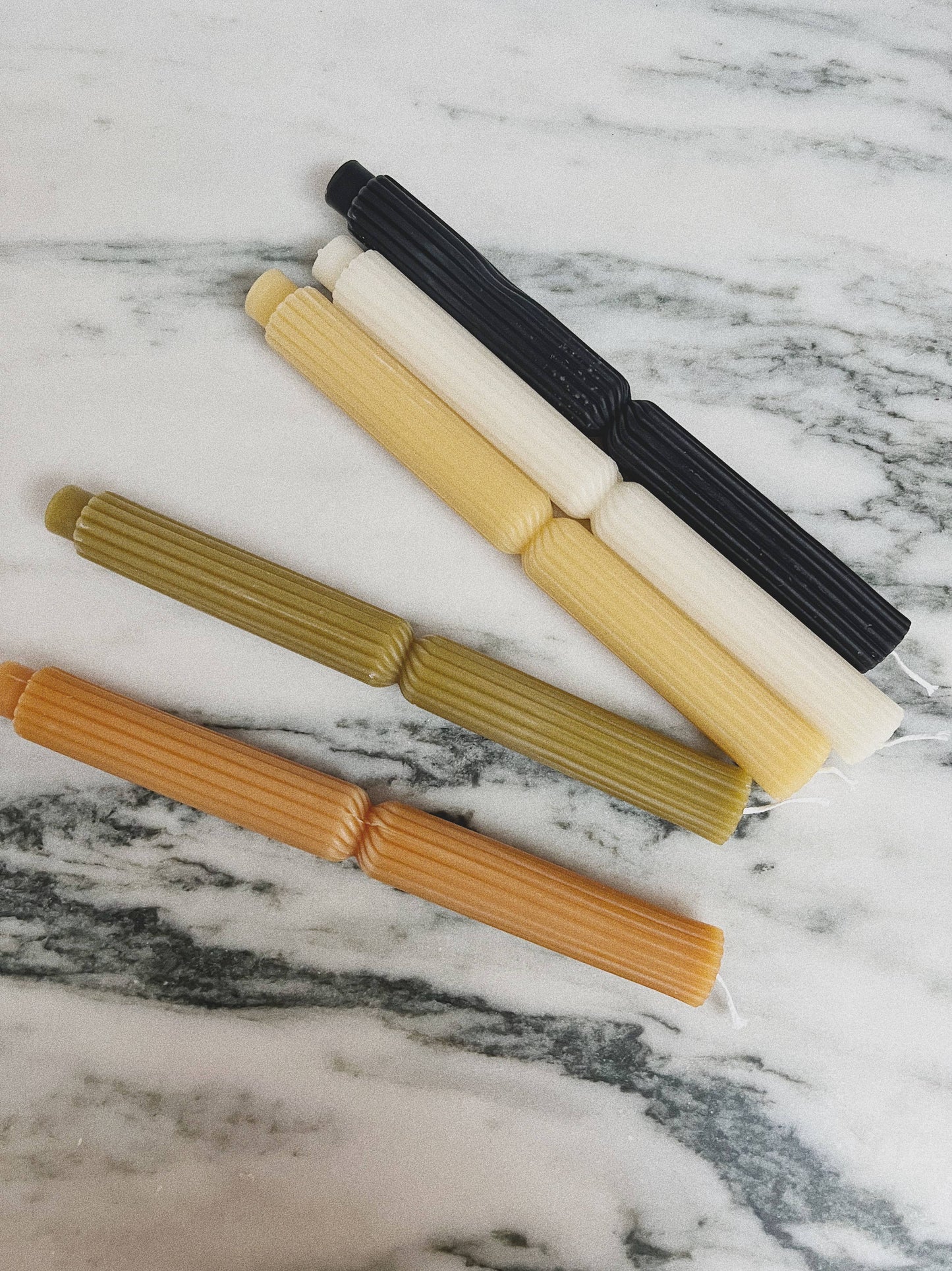 Fluted Beeswax Taper Candles