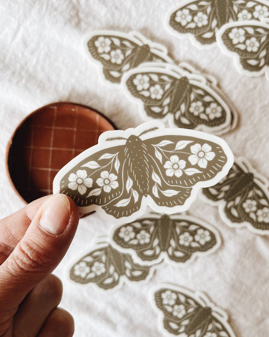 Floral Moth Sticker