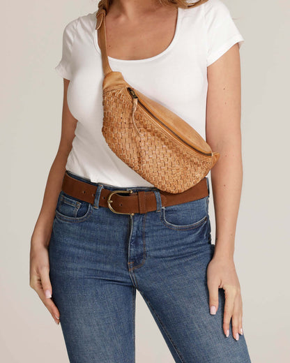 Hanna Woven Leather Belt Bag