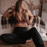 women's brown lace bralette, chocolate brown bralette, brown lace bra, lace bralette women, deep v lace bralette, scalloped lace bralette, stretch lace bralette, layering bralette, bralette under sweater, bralette for low cut tops, fall layering bralette, brown lingerie bralette, boho lace bralette, western layering top, western women's clothing, chocolate brown fall clothing, women's boutique bralette, east tennessee boutique, west of may boutique
