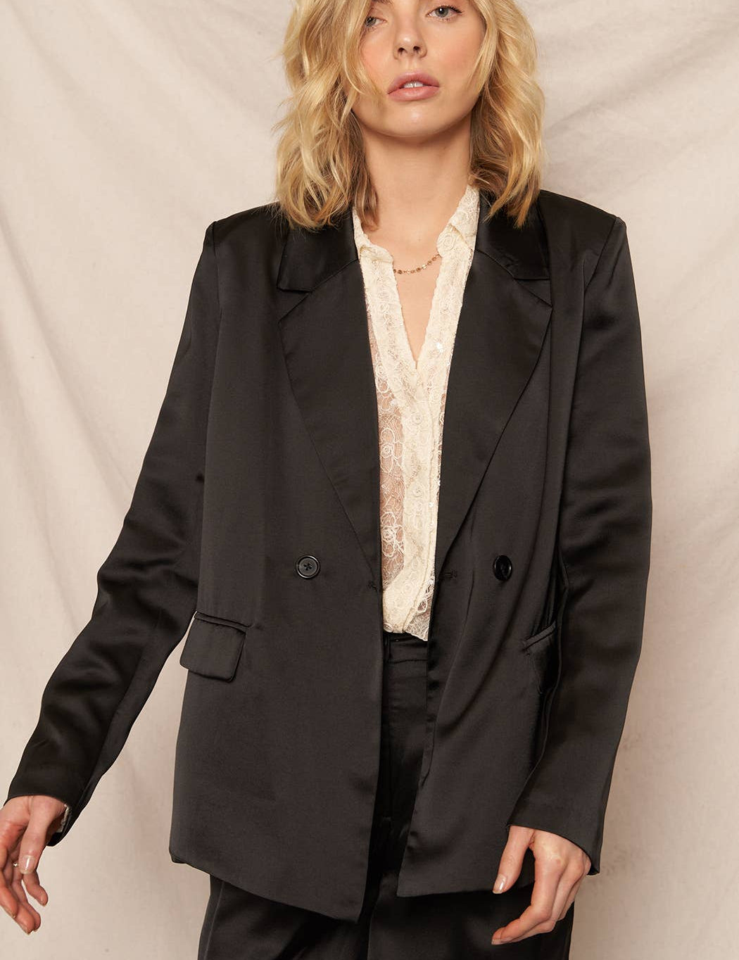 Midnight Satin Blazer