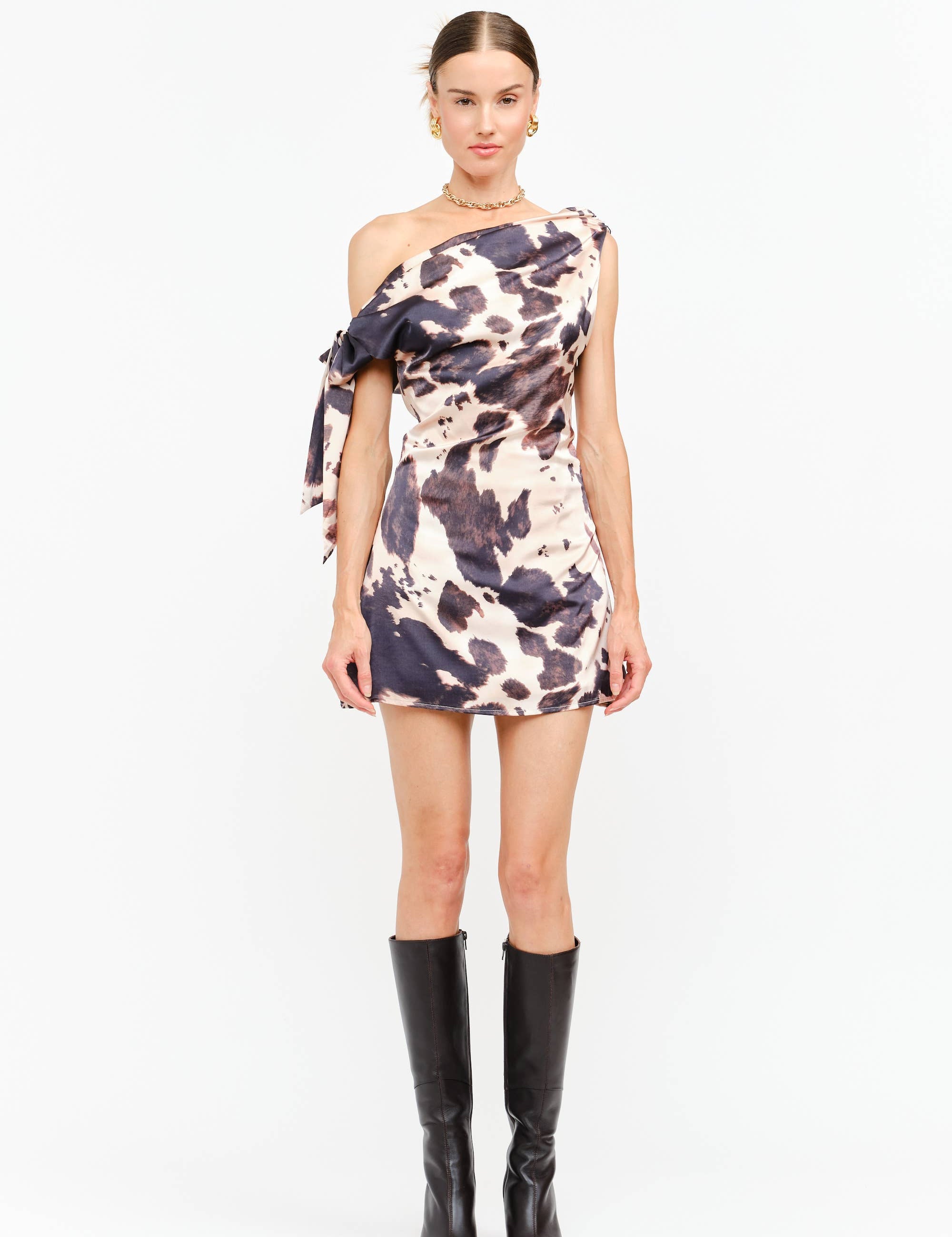 The Natasha Cow-Print Mini Dress