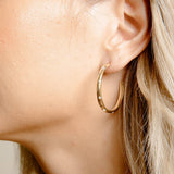 Inset Crystal Hoops — Gold