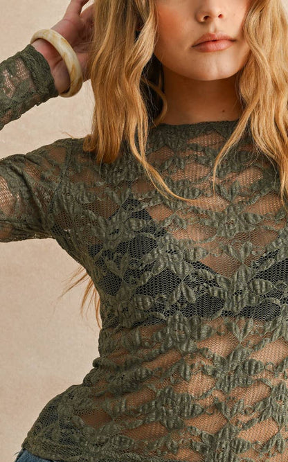 Moss Lace Top