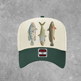 fish trucker hat, trout trucker hat, green trucker hat, natural color trucker hat, earthy vibes, fisher woman, cute trucker, fall hat, otto trucker hat, casual outfit hat, fish trucker hat, fishing hat for women, lake life trucker hat, outdoors baseball cap, cotton snapback hat, camping hat women, colorful fish hat, casual trucker cap, lake weekend hat, nature inspired baseball cap