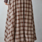 brown plaid midi skirt, plaid maxi skirt, fall midi skirt, brown gingham skirt, matching skirt set, plaid matching set, western midi skirt, boho plaid skirt, full midi skirt, elastic waist skirt, brown fall skirt, Antelope skirt, Antelope matching set