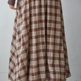 brown plaid midi skirt, plaid maxi skirt, fall midi skirt, brown gingham skirt, matching skirt set, plaid matching set, western midi skirt, boho plaid skirt, full midi skirt, elastic waist skirt, brown fall skirt, Antelope skirt, Antelope matching set