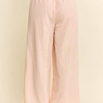 pink stripe wide leg pants
elastic waistband striped pants
vertical stripe summer pants
lightweight pull on pants
striped lounge pants women
wide leg pants with pockets
blush stripe pants women
relaxed fit summer trousers
comfortable boutique wide leg pants
plus size friendly wide leg pants
