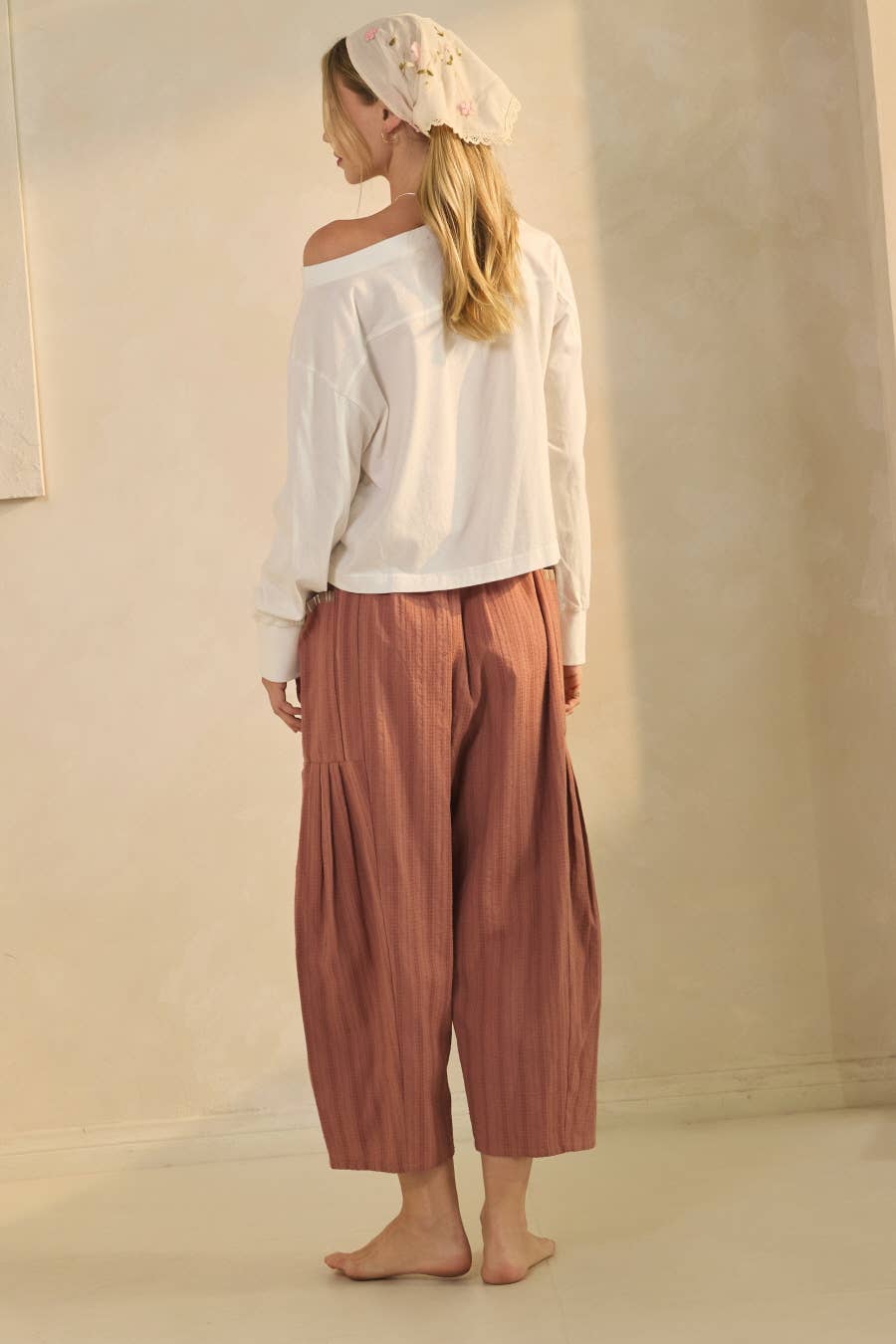 textured cropped utility pants, barrel leg pants, drawstring cotton pants, oversized pocket pants, relaxed fit cropped pants, women's fall pants, casual boutique bottoms, utility pants, west of may boutique