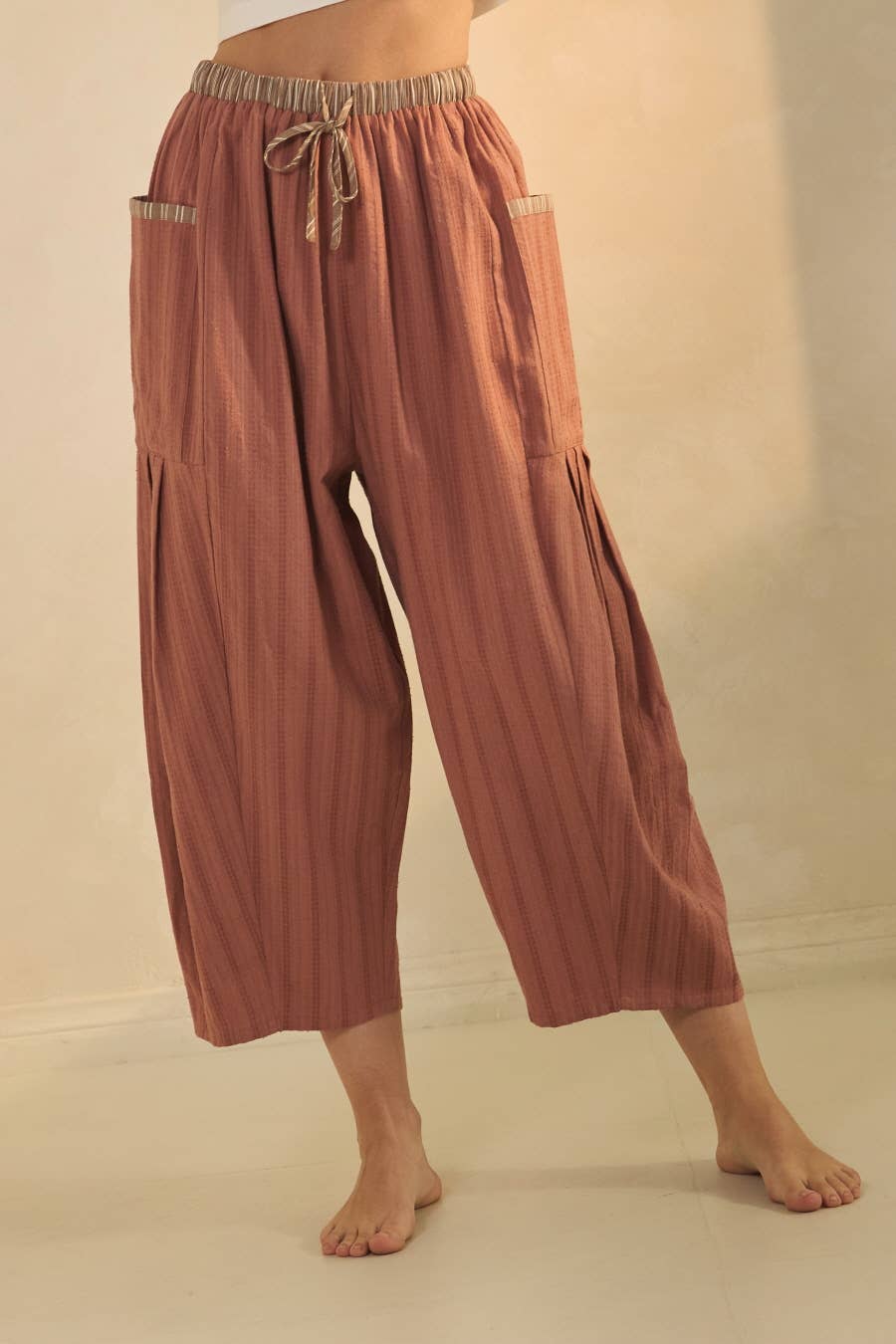 textured cropped utility pants, barrel leg pants, drawstring cotton pants, oversized pocket pants, relaxed fit cropped pants, women's fall pants, casual boutique bottoms, utility pants, west of may boutique