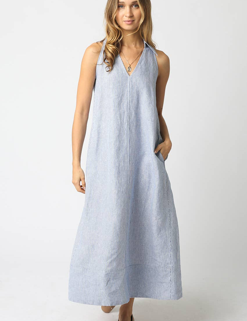 light blue linen maxi dress with v-neckline and side pockets
sleeveless 100% linen dress with relaxed a-line silhouette
coastal-inspired linen maxi dress in soft blue
lightweight linen summer dress with functional pockets
elevated casual linen dress for vacation and everyday wear
coastal grandma 
rich mom dress
high end linen dress
hamptons vacation dress
east coast vacation dress
flattering linen dress
flowy linen dress
linen dress for brunch
linen dress for baby shower
classy linen dress
old money linen 