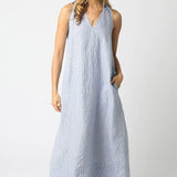 light blue linen maxi dress with v-neckline and side pockets
sleeveless 100% linen dress with relaxed a-line silhouette
coastal-inspired linen maxi dress in soft blue
lightweight linen summer dress with functional pockets
elevated casual linen dress for vacation and everyday wear
coastal grandma 
rich mom dress
high end linen dress
hamptons vacation dress
east coast vacation dress
flattering linen dress
flowy linen dress
linen dress for brunch
linen dress for baby shower
classy linen dress
old money linen 