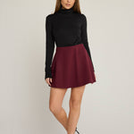 burgundy mini skirt