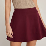 burgundy a-line mini skirt