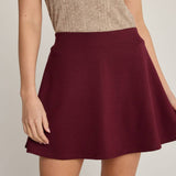 burgundy a-line mini skirt