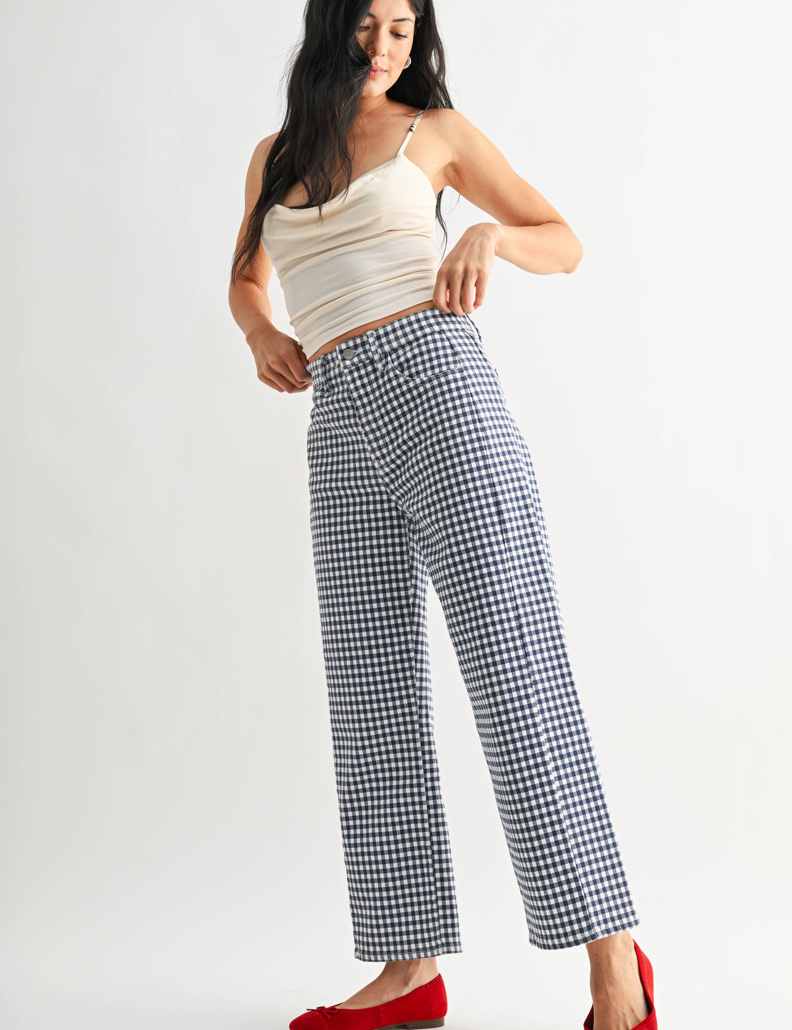 blue gingham barrel leg jeans
fourth of july outfit
modest fourth of july outfit
relaxed fit gingham jeans
fun pattern jeans
Just Black Denim gingham jeans
women's cropped barrel leg denim
blue checkered summer jeans
gingham print barrel jeans
soft stretch denim gingham pants
casual blue gingham jeans for women
cropped wide leg gingham denim
lightweight patterned denim jeans
trendy barrel leg jeans for summer