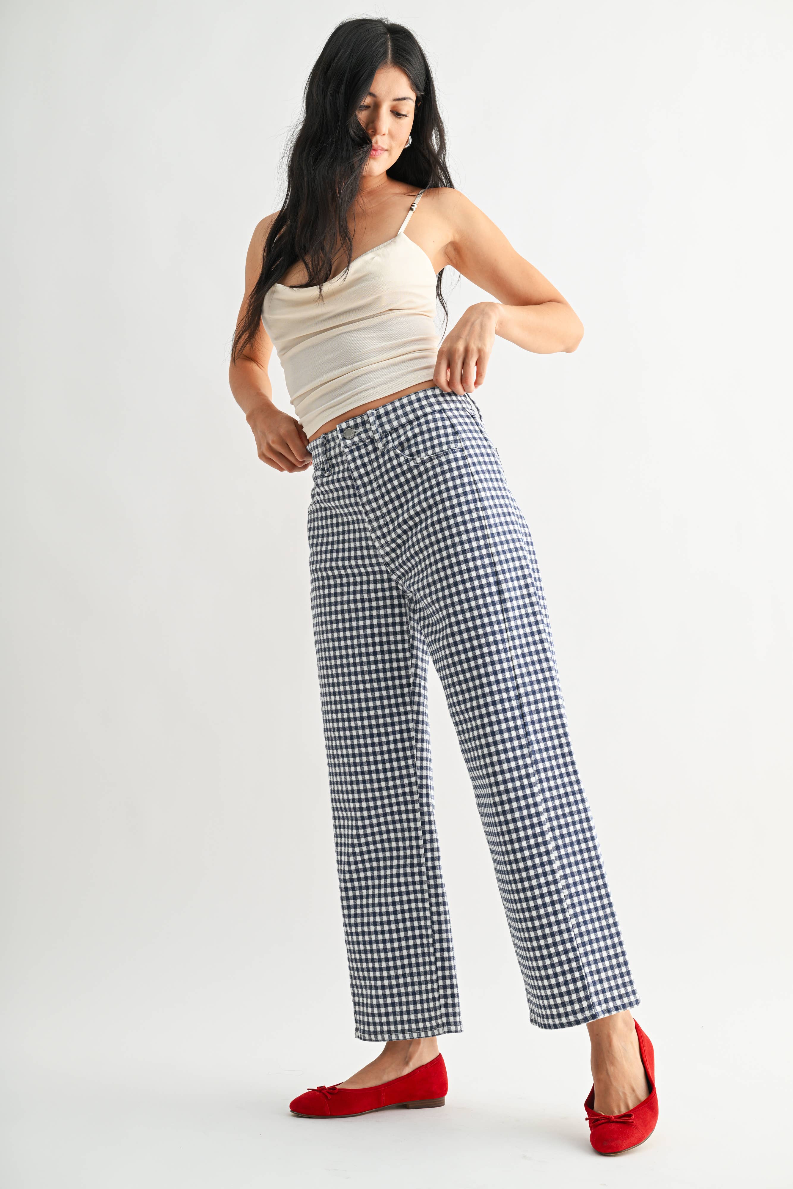 blue gingham barrel leg jeans
fourth of july outfit
modest fourth of july outfit
relaxed fit gingham jeans
fun pattern jeans
Just Black Denim gingham jeans
women's cropped barrel leg denim
blue checkered summer jeans
gingham print barrel jeans
soft stretch denim gingham pants
casual blue gingham jeans for women
cropped wide leg gingham denim
lightweight patterned denim jeans
trendy barrel leg jeans for summer