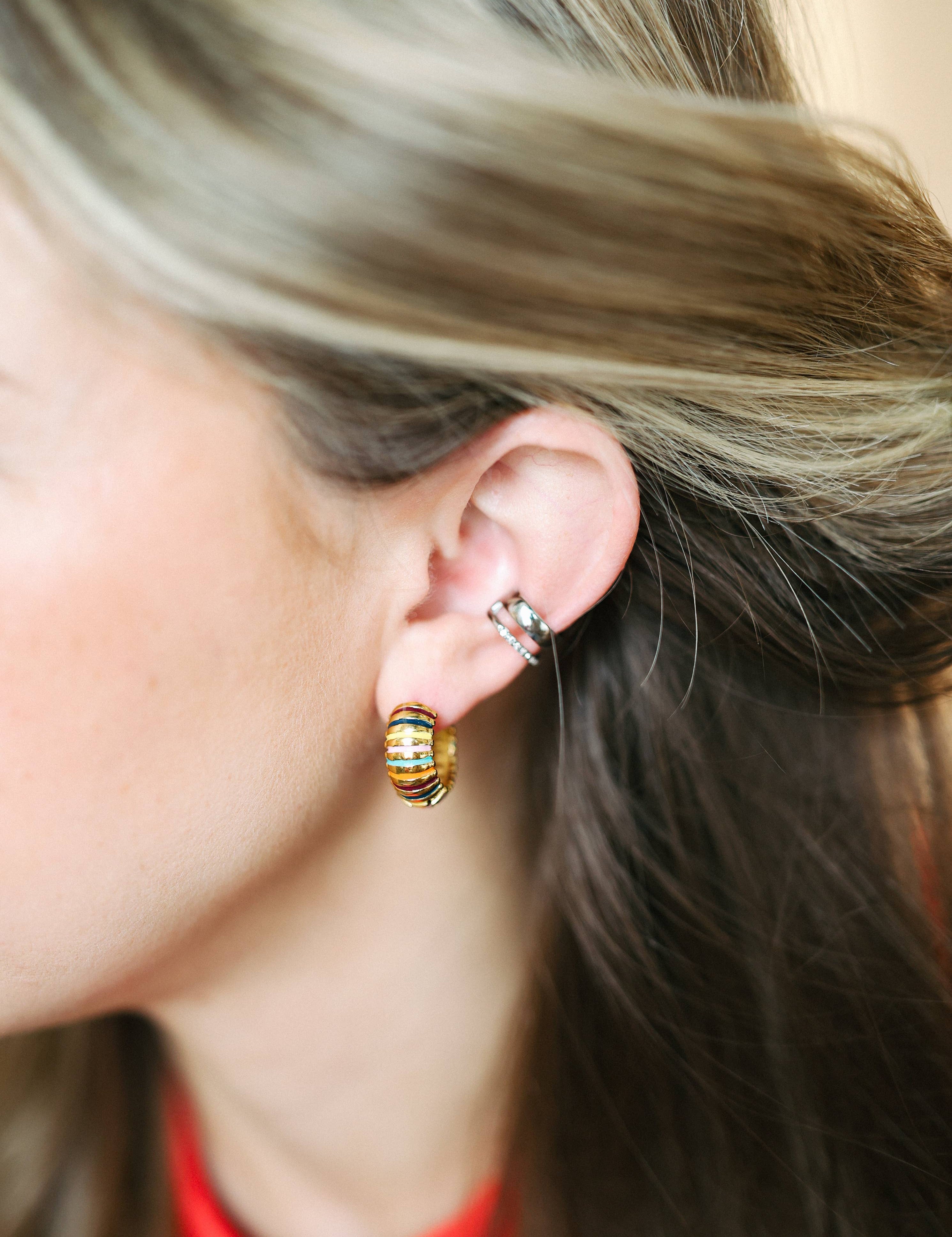colorful hoop earrings
waterproof hoop earrings
chunky gold hoop earrings
striped hoop earrings
enamel hoop earrings
tarnish resistant earrings
hypoallergenic hoop earrings
statement hoop earrings
everyday gold hoops
pool safe earrings
beach safe jewelry
mom friendly jewelry
gold plated stainless steel earrings
west of may jewelry
béljoy earrings