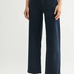 navy blue patch pocket wide leg jeans