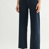 navy blue patch pocket wide leg jeans