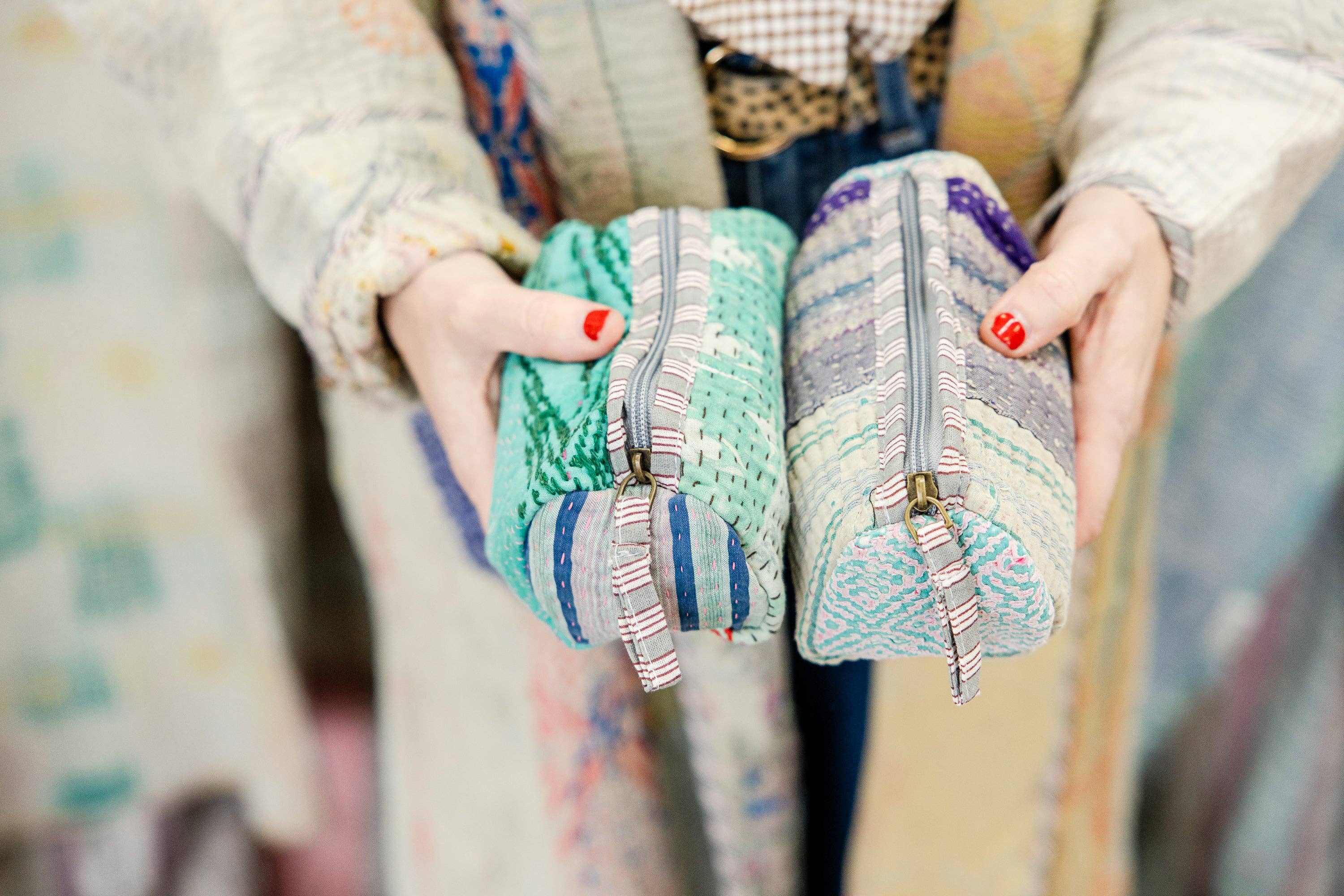 kantha pouch
patchwork cosmetic bag
handmade zipper pouch
artisan cosmetic pouch
kantha stitch pouch
upcycled textile pouch
handmade travel pouch
vintage fabric cosmetic bag
fair trade pouch
artisan made accessory
kantha makeup bag
one of a kind pouch
handcrafted zipper bag
sustainable gift idea
boho cosmetic pouch
handmade organizer pouch
ethical artisan gift
travel organizer pouch
vintage kantha textile
small zip pouch
unique gift ideas