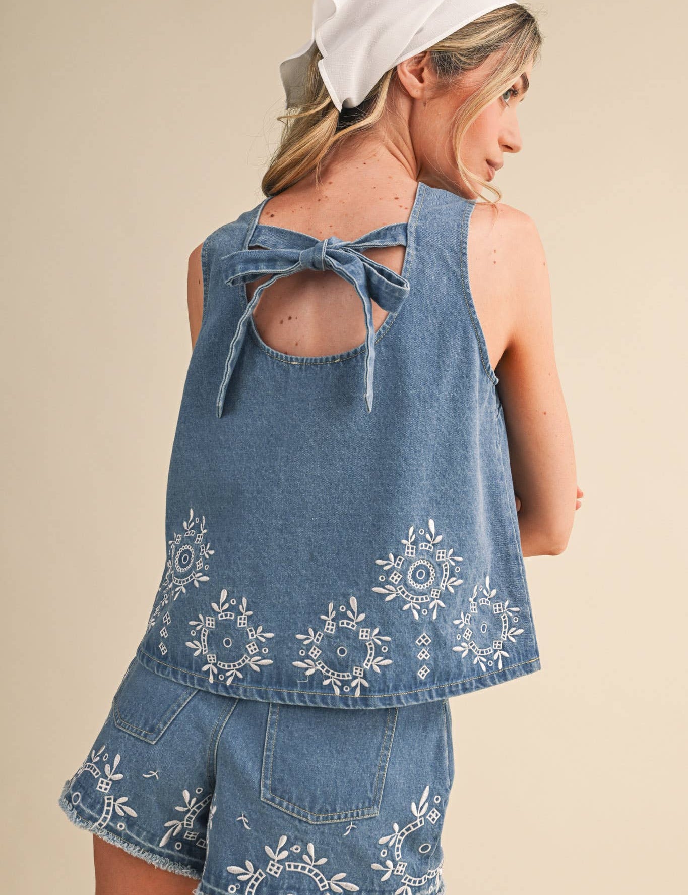 embroidered denim shorts
chambray embroidered shorts
high rise denim shorts
floral embroidered shorts
blue embroidered shorts
matching denim set
embroidered summer shorts
americana summer outfit
boutique denim shorts
lightweight chambray shorts
county fair outfit
southern summer style
women's embroidered shorts
casual summer bottoms
denim festival outfit