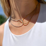mixed metal necklace, snake chain necklace, interlocking necklace, stainless steel, everyday necklace