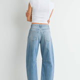 barrel jeans, light jeans, light wash barrel jeans
