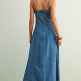 paneled denim midi dress
a line denim dress with straps
lightweight cotton denim dress
denim dress with pockets
blue midi denim dress women
adjustable strap denim dress
summer denim midi outfit
flattering denim midi dress