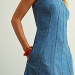 paneled denim midi dress
a line denim dress with straps
lightweight cotton denim dress
denim dress with pockets
blue midi denim dress women
adjustable strap denim dress
summer denim midi outfit
flattering denim midi dress