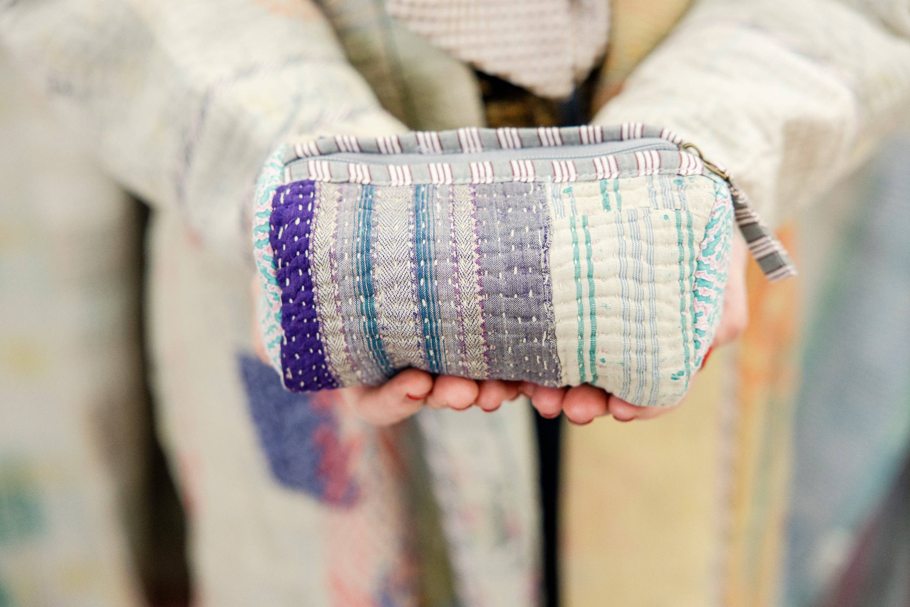 kantha pouch
patchwork cosmetic bag
handmade zipper pouch
artisan cosmetic pouch
kantha stitch pouch
upcycled textile pouch
handmade travel pouch
vintage fabric cosmetic bag
fair trade pouch
artisan made accessory
kantha makeup bag
one of a kind pouch
handcrafted zipper bag
sustainable gift idea
boho cosmetic pouch
handmade organizer pouch
ethical artisan gift
travel organizer pouch
vintage kantha textile
small zip pouch
unique gift ideas