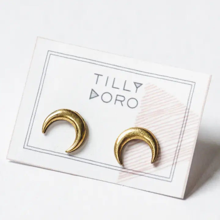 Crescent Moon Studs
