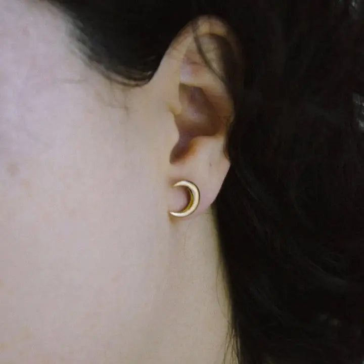 Crescent Moon Studs