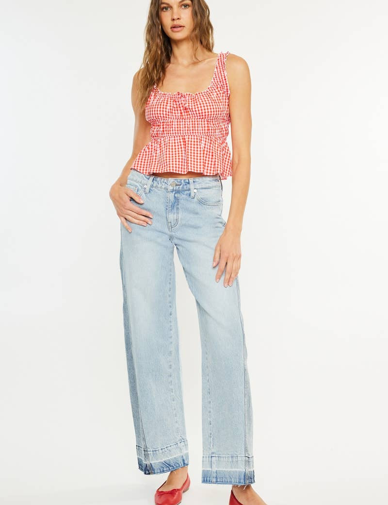 wide leg jeans women, colorblock denim jeans, light wash wide leg jeans, two tone jeans women
