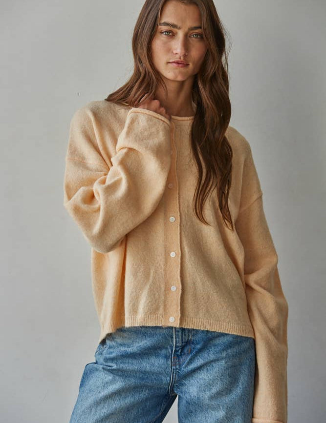 apricot cardigan women, peach cardigan women, lightweight spring cardigan women, button front cardigan women