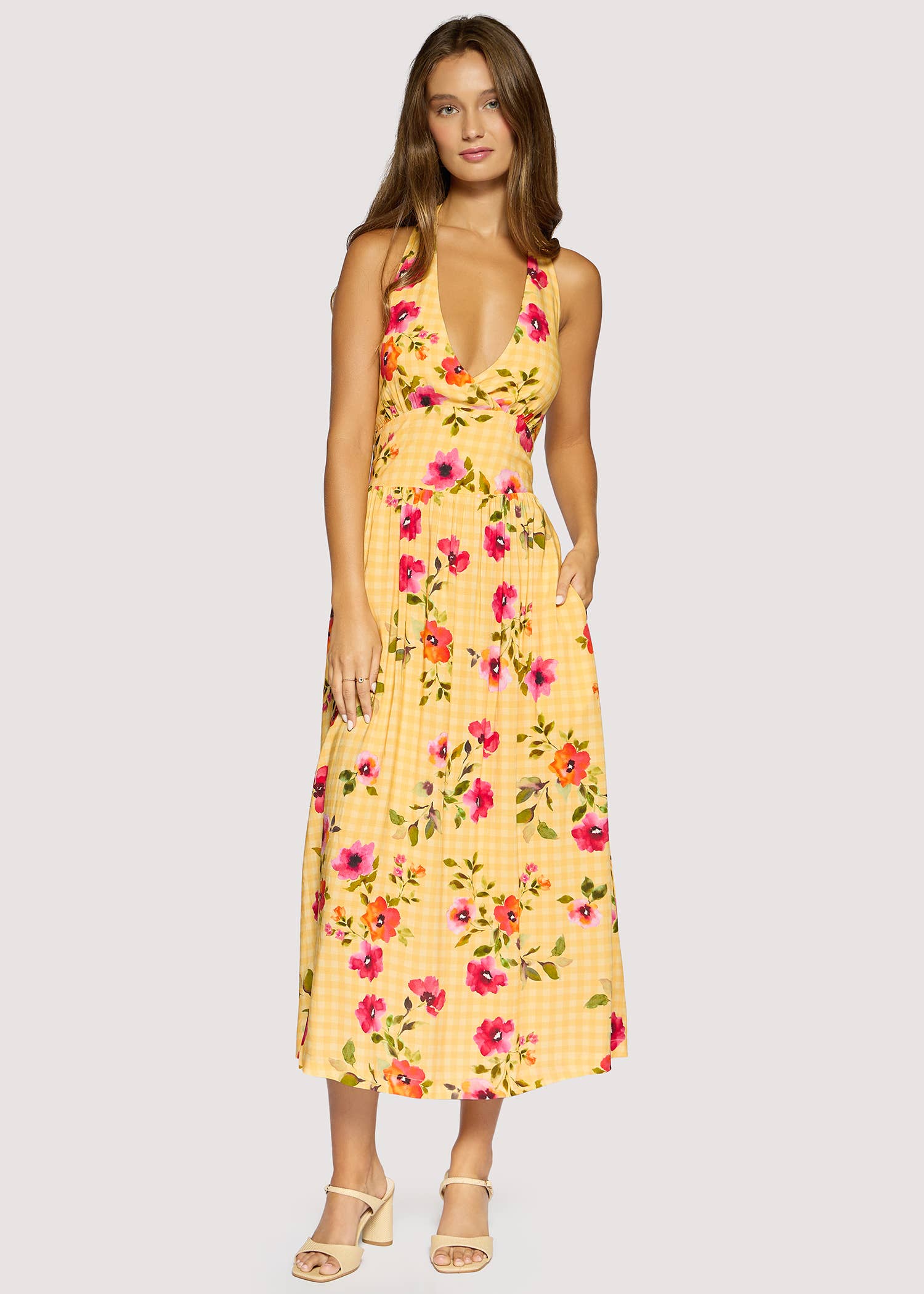 yellow floral midi dress women
halter open back dress
summer wedding guest dress
romantic floral boutique dress
vacation dinner dress women
bright floral occasion dress
feminine midi dress boutique
garden party dress women
resort wear dress women
west of may spritz collection