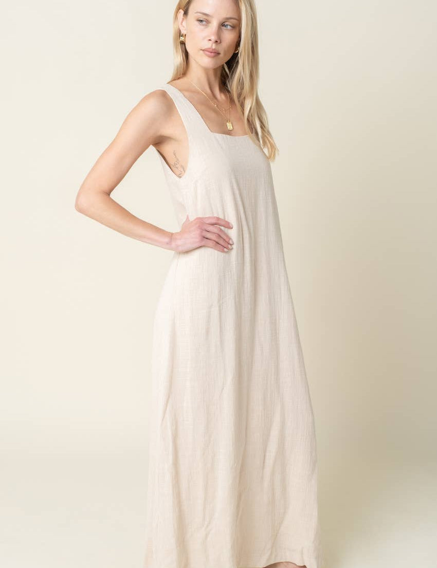 cream maxi tank dress
relaxed summer maxi dress
minimal neutral maxi dress
vacation maxi dress women
sleeveless a line maxi dress
resort wear boutique dress
travel day outfit women
lightweight summer dress
coastal neutral maxi dress
west of may spritz collection