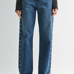 studded dark denim low rise