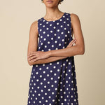 navy polka dot dress
sleeveless mini dress
linen blend dress
navy summer dress
polka dot shift dress
classic summer dress
linen rayon dress
women's sleeveless dress
vintage inspired dress
casual summer outfit
navy and white polka dot dress
lightweight summer dress
boutique women's clothing
timeless mini dress
vacation dress women
classic americana style
everyday summer dress
round neck mini dress
coastal summer outfit
women's linen blend dress