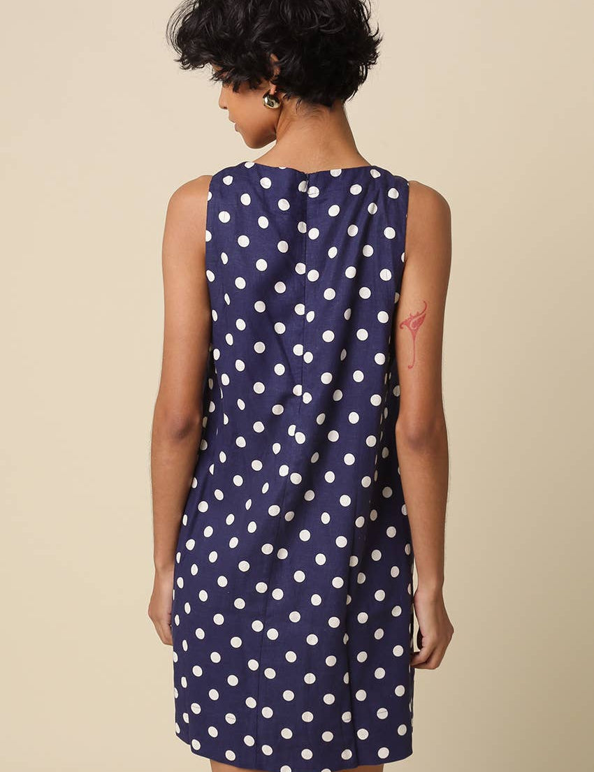 navy polka dot dress
sleeveless mini dress
linen blend dress
navy summer dress
polka dot shift dress
classic summer dress
linen rayon dress
women's sleeveless dress
fourth of july outfit
americana 
patriotic
vintage inspired dress
casual summer outfit
navy and white polka dot dress
lightweight summer dress
boutique women's clothing
timeless mini dress
vacation dress women
classic americana style
everyday summer dress
round neck mini dress
coastal summer outfit
women's linen blend dress