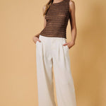 women's brown ruched top, chocolate brown fitted top, brown sleeveless top, ruched sleeveless top, boat neck top women, brown boat neck top, fitted fall top, textured brown top, women's fall going out top, brown going out top, fall layering top women, western fall outfit women, chocolate brown women's clothing, brown tank top women, fitted sleeveless shirt, women's boutique tops, fall boutique clothing, east tennessee boutique, west of may boutique
