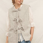 gray sweater vest with front ties