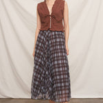 rust embroidered blouse, brown embroidered top, western blouse, prairie blouse, sleeveless western top, boho blouse, fall blouse, button front blouse, feminine western top, rust sleeveless top