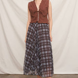 rust embroidered blouse, brown embroidered top, western blouse, prairie blouse, sleeveless western top, boho blouse, fall blouse, button front blouse, feminine western top, rust sleeveless top